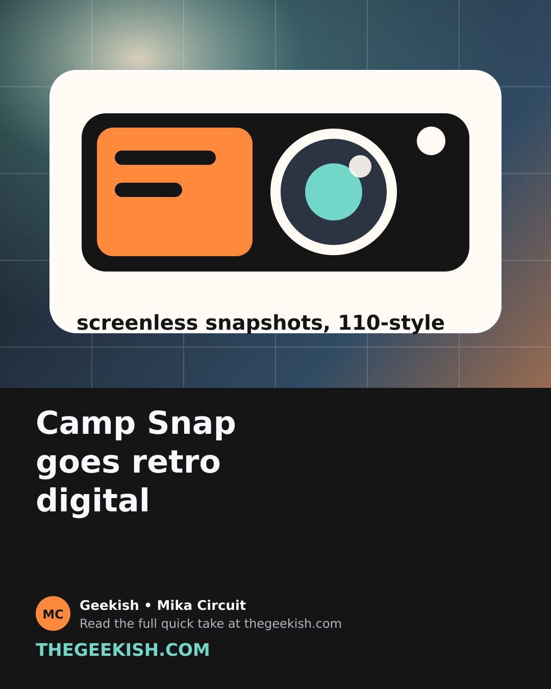 Illustration of a slim retro digital camera with no rear screen