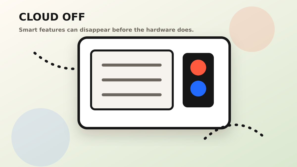 Generated illustration of a smart oven with disconnected cloud lines